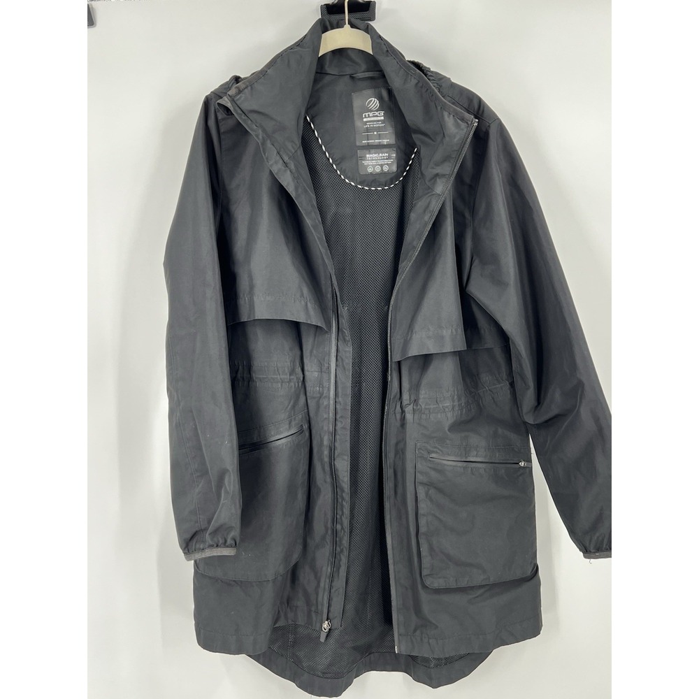 MPG Sport Magic Rain Technology Rain Coat Black Medium Parka Long Large Pockets